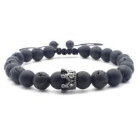 Edelstein Armbänder, Schwarzer Achat, mit Lava, Modeschmuck & unisex, keine, 17.5cm-26cm, verkauft von PC