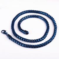 Collar de la joyería de titanio, Partículas de acero, para hombre, azul, 550x6mm, Vendido por UD