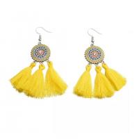 Fashion Tassel Earring, Metal, fashion jewelry & for woman & enamel & with rhinestone 