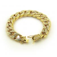 Zinc Alloy Rhinestone Bracelets, plated, for man & with rhinestone & hollow Approx 8.5 Inch 