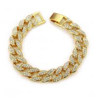 Zinc Alloy Rhinestone Bracelets, plated, for man & with rhinestone & hollow 15mm Approx 7.8 Inch 