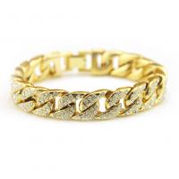 Zinc Alloy Rhinestone Bracelets, plated, for man & with rhinestone & hollow 14mm, 6mm Approx 8.5 Inch 