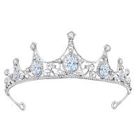 Bridal Tiaras, Zinc Alloy, Crown, platinum plated, for bridal & with rhinestone, white, 160mm 