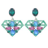 Resin Zinc Alloy Earring, with Crystal & Resin, for woman 