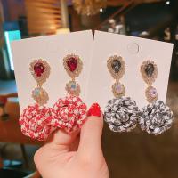 Fashion Create Jewelry Earring, Cloth, fashion jewelry & Korean style & for woman & with rhinestone nickel, lead & cadmium free, 72mm 