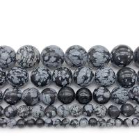 Snowflake Obsidian Bead, Round, polished, DIY 