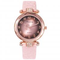 Women Wrist Watch, PU Leather, with zinc alloy dial & Glass, Chinese movement, rose gold color plated, durable & waterproofless & for woman & with rhinestone 16mm Approx 9.4 Inch 