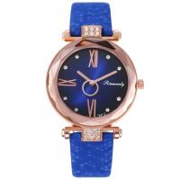 Women Wrist Watch, PU Leather, with zinc alloy dial & Glass, rose gold color plated, durable & waterproofless & for woman & with rhinestone 16mm Approx 9.4 Inch 