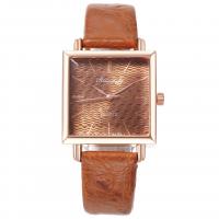 Women Wrist Watch, PU Leather, with zinc alloy dial & Glass, Chinese movement, rose gold color plated, durable & waterproofless & for woman 16mm Approx 9.4 Inch 