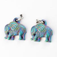 Glass Pendants, Glass Stone, Elephant, plated Approx 5*6mm 