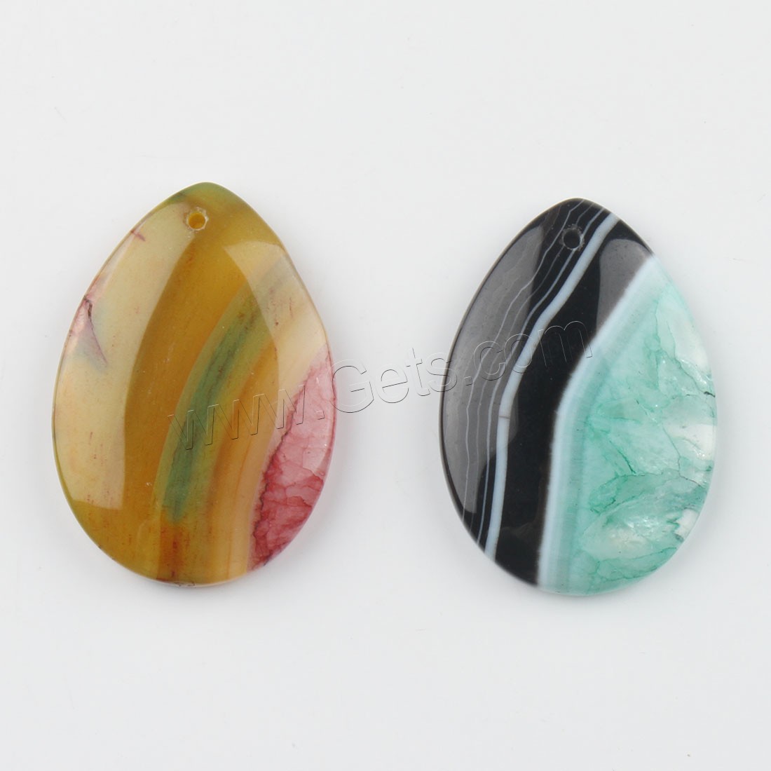 Pendentif Agate mixte, Couleur aléatoire, 37*36*7~46*31*7mm, Trou:Environ 2mm, Vendu par PC