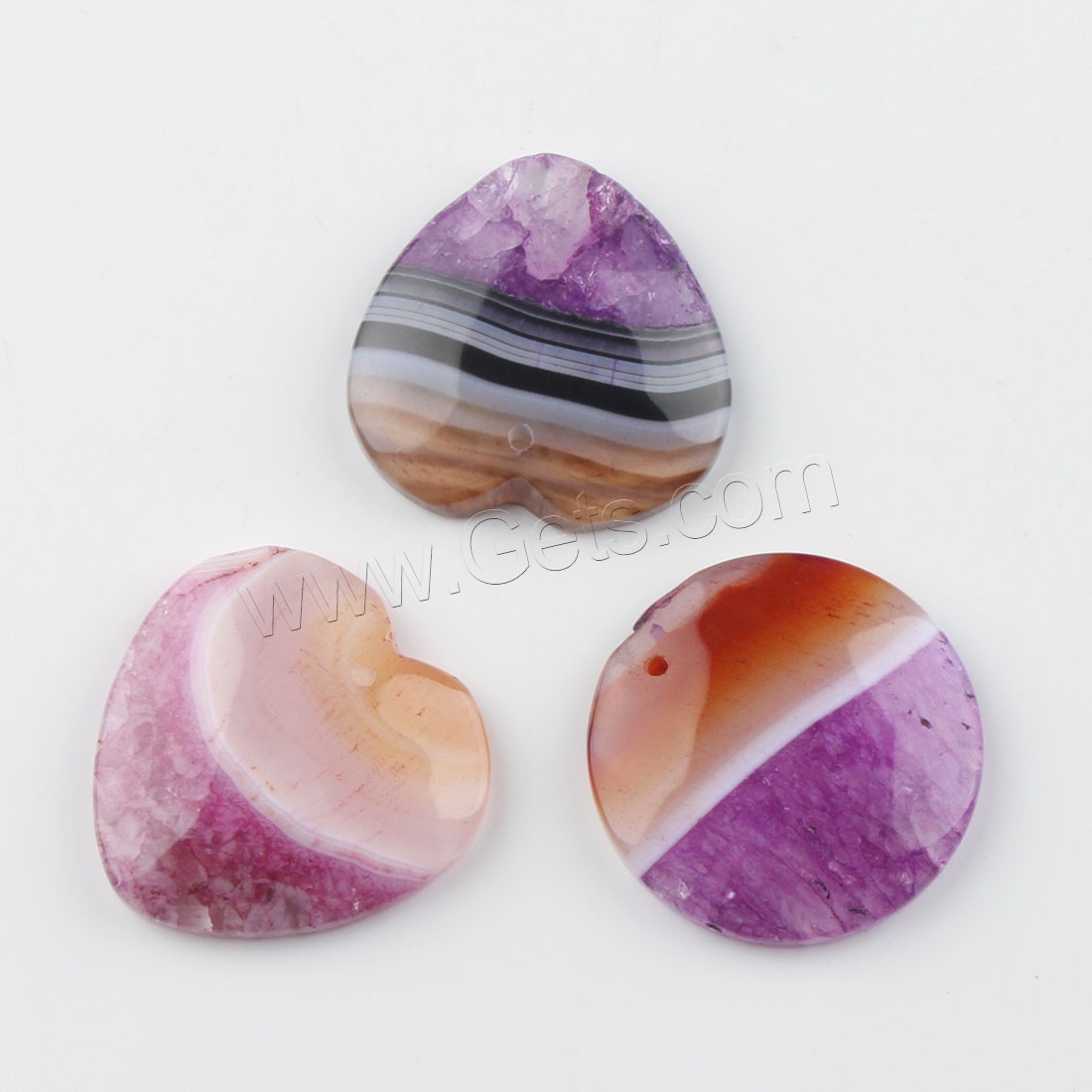 Pendentif Agate mixte, Couleur aléatoire, 37*36*7~46*31*7mm, Trou:Environ 2mm, Vendu par PC