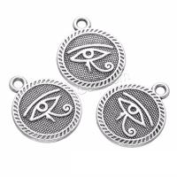 En alliage de zinc mal pendant des yeux, Rond, bijoux de mode, argent, 15mm Vendu par lot