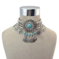 Mode Collier Choker, alliage de zinc, avec turquoise, Placage, bijoux de mode & pour femme, plus de couleurs à choisir, protéger l'environnement, sans nickel, plomb et cadmium, 600mm, Vendu par brin