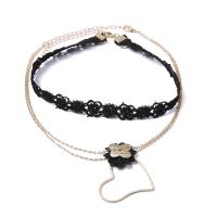 Mode Collier Choker, laiton, avec lacet, pour femme, doré, Vendu par fixé