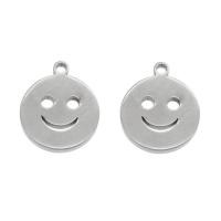 Pendentifs en acier inoxydable, Acier inoxydable 304, Visage de sourire, argent 10/sac, Vendu par sac