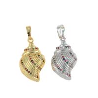 Pendentifs strass en laiton, coquille, Placage, pavé de micro zircon, plus de couleurs à choisir Environ 3*4mm, Vendu par PC