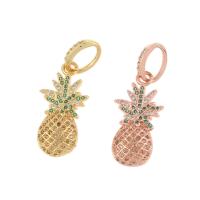 Pendentifs strass en laiton, ananas, Placage, pavé de micro zircon, plus de couleurs à choisir Environ 4*6mm, Vendu par PC