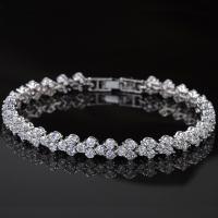 Cubic Zirconia Brass Bracelets, fashion jewelry & for woman, white, 180mm 