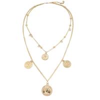 Fashion Multi Layer Necklace, Zinc Alloy, gold color plated, Double Layer & for woman & with rhinestone, 13mm,15mm,20mm Approx 14.2 Inch 