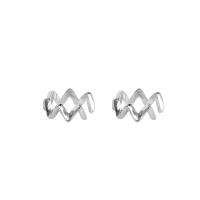 Sterling Silver Stud Earring, Argent sterling 925, vagueonde, pour femme, argent, 10mm, Vendu par paire