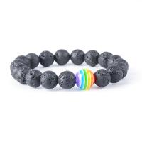 Edelstein Armbänder, rund, Regenbogen-design & verschiedenen Materialien für die Wahl & verschiedene Stile für Wahl, keine, 10mm,12mm, Länge:ca. 7.4 ZollInch, verkauft von Strang