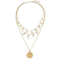 Fashion Multi Layer Necklace, Zinc Alloy, gold color plated, three layers & oval chain & for woman & with rhinestone, 20mm Approx 13.8 Inch 