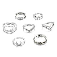 Zink-Legierung Ring Set, Zinklegierung, silberfarben plattiert, 7 Stück & für Frau, 7mm,10mm, Größe:10.5, 7PCs/setzen, verkauft von setzen