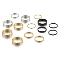 Zink-Legierung Ring Set, Zinklegierung, goldfarben plattiert, für Frau, Größe:7-10.5, 14PCs/setzen, verkauft von setzen