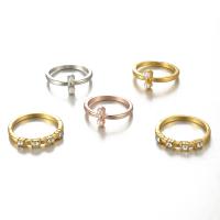 Zink-Legierung Ring Set, Zinklegierung, plattiert, 5 Stück & für Frau & mit Strass, gemischte Farben, Größe:10.5, 5PCs/setzen, verkauft von setzen