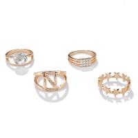 Zink-Legierung Ring Set, Zinklegierung, Rósegold-Farbe plattiert, 4 Stück & Micro pave Zirkonia & für Frau, 5mm,10mm,15mm, Größe:10.5, 4PCs/setzen, verkauft von setzen