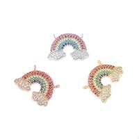 Cubic Zirconia Micro Pave Brass Connector, Rainbow, plated, micro pave cubic zirconia & 1/2 loop Approx 2mm 