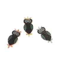 Cubic Zirconia Micro Pave Brass Connector, Owl, plated, micro pave cubic zirconia & 1/2 loop Approx 1.5mm 