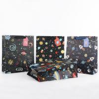 Bolsa de regalo, Papel, estampado, enviado al azar & patrón mixto & diverso tamaño para la opción, Negro, Vendido por UD