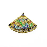 Zinc Alloy Enamel Pendants, Fan, gold color plated, DIY & hollow, metallic color plated 