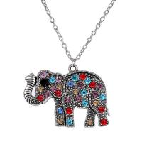 Chaîne en alliage de zinc de fer Collier Pull, avec strass, éléphant, bijoux de mode & pour femme, plus de couleurs à choisir, Vendu par PC