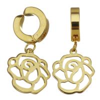 boucle d'oreille de clip en inox, acier inoxydable, fleur, Placage, bijoux de mode & pour femme  Vendu par paire