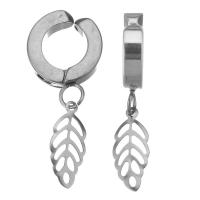 boucle d'oreille de clip en inox, acier inoxydable, feuille, Placage, bijoux de mode & pour femme  Vendu par paire