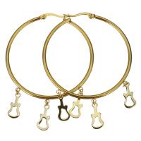 Boucle d'oreille en acier inoxydable Hoop, guitare, Placage, bijoux de mode & pour femme  Vendu par paire