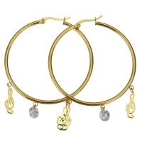 Boucle d'oreille en acier inoxydable Hoop, note de musique, Placage, bijoux de mode & pour femme  6mm, Vendu par paire