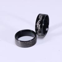 Fingerring Edelstahl-Mann, Edelstahl, Modeschmuck & verschiedene Größen vorhanden & verschiedene Stile für Wahl & für den Menschen, schwarz, 8mm, verkauft von PC