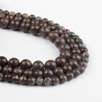 Snowflake Obsidian Bead, Round, brown 