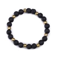 Lava Bead Bracelet, Zinc Alloy, with Lava, Unisex, black 