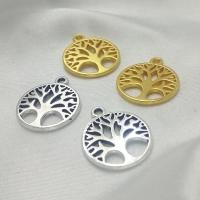 Zinc Alloy Pendant, Round, plated, tree of life design & DIY & hollow 