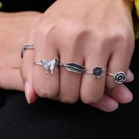 Zink-Legierung Ring Set, Zinklegierung, Fingerring, 5 Stück & Modeschmuck, Silberfarbe, 5PCs/setzen, verkauft von setzen