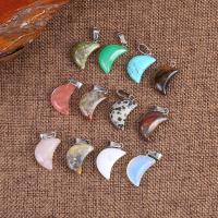 Gemstone Jewelry Pendant, Natural Stone, with Zinc Alloy, Moon, fashion jewelry & Unisex 3-6mm 