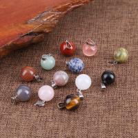 Gemstone Jewelry Pendant, Natural Stone, with Zinc Alloy, Round, fashion jewelry & Unisex 3-6mm 