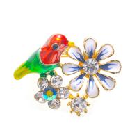 Zinc Alloy Jewelry Brooch, with Rhinestone, Unisex & enamel 