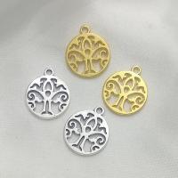 Zinc Alloy Pendant, Round, plated, tree of life design & DIY & hollow 