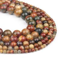 Single Gemstone Beads, Picasso Jasper, Round, polished, brown 